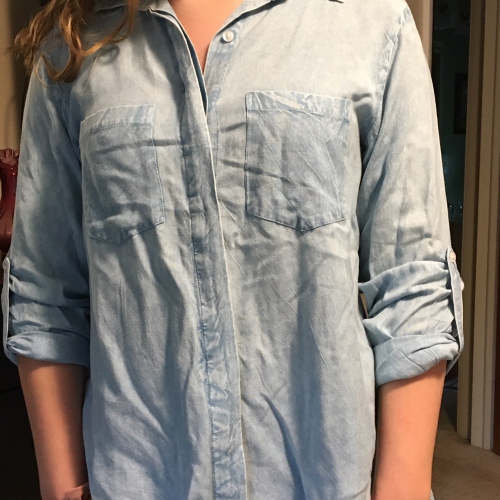 Girls light denim colored blouse